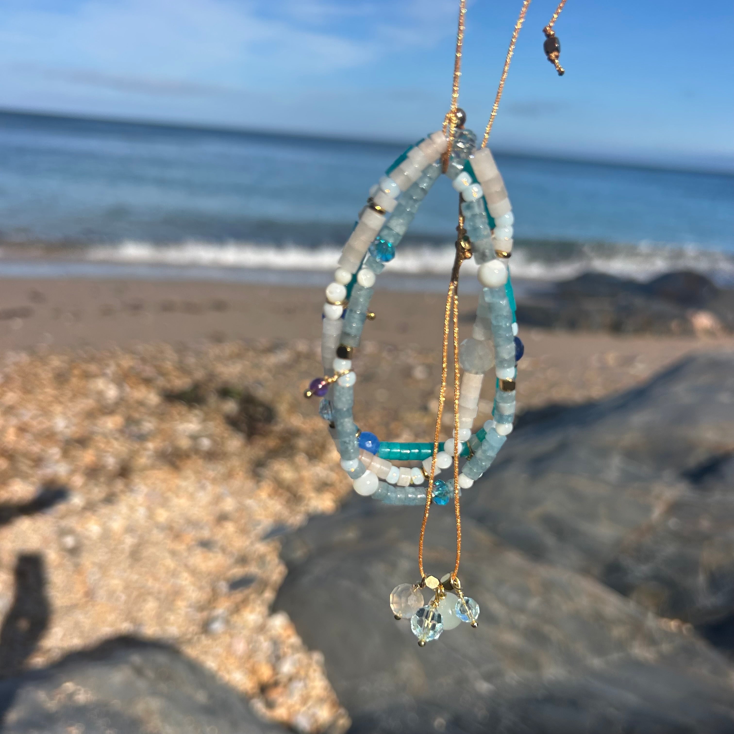 Sea Glass inspired Semi Precious Gemstone Bracelets