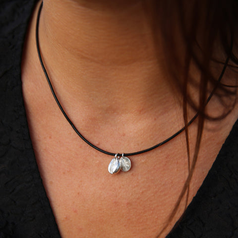 Cowrie on Leather Choker
