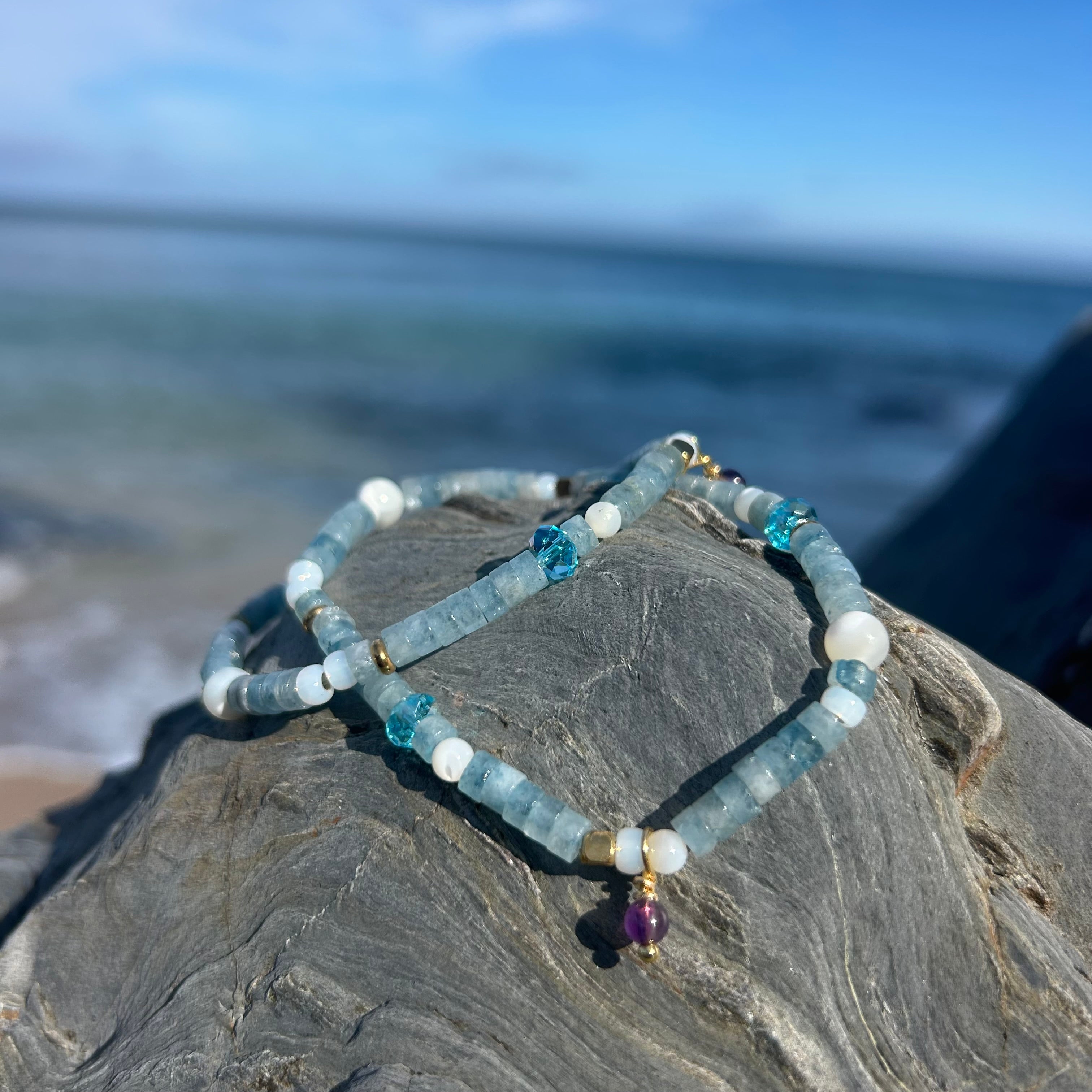 Sea Glass inspired Semi Precious Gemstone Bracelets