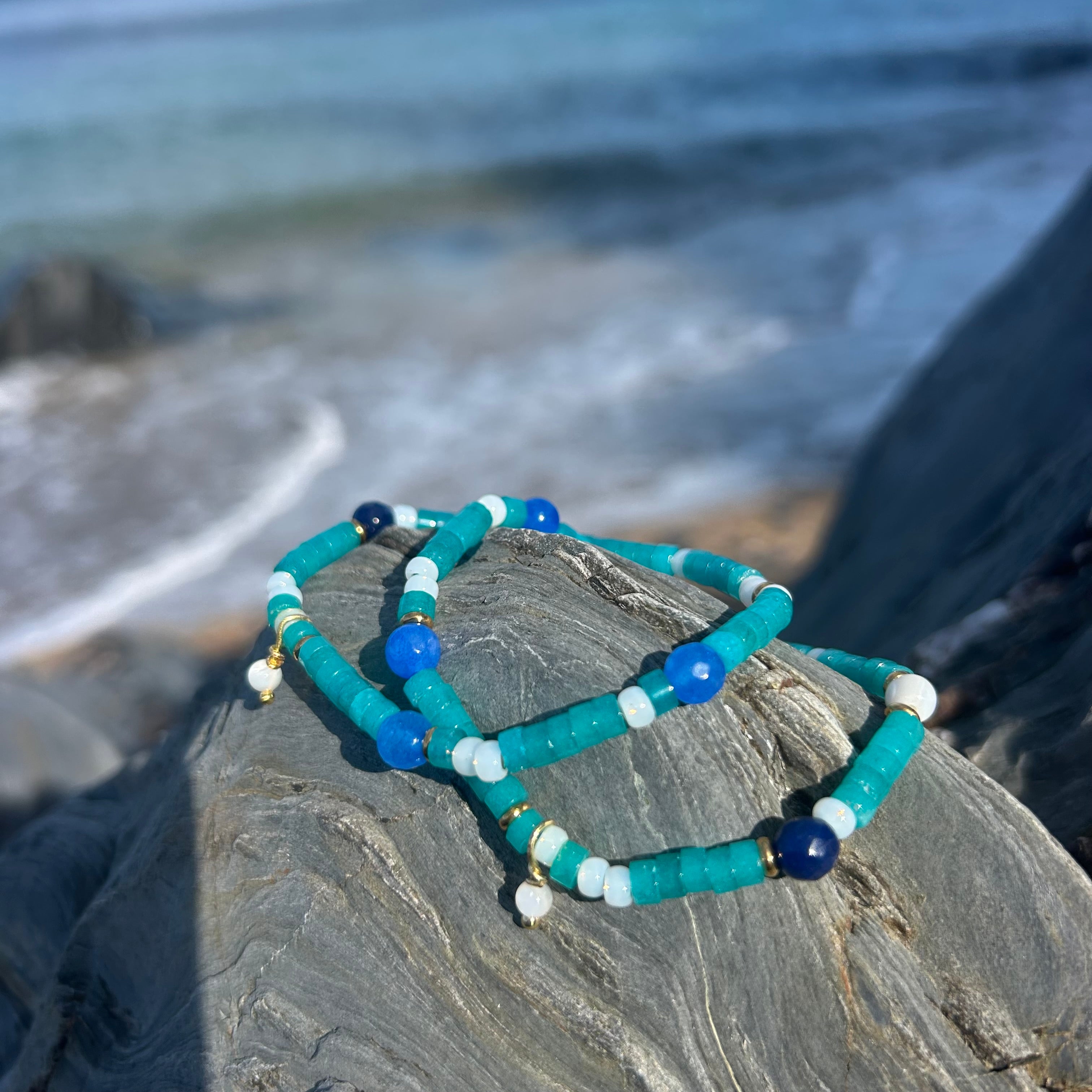 Sea Glass inspired Semi Precious Gemstone Bracelets