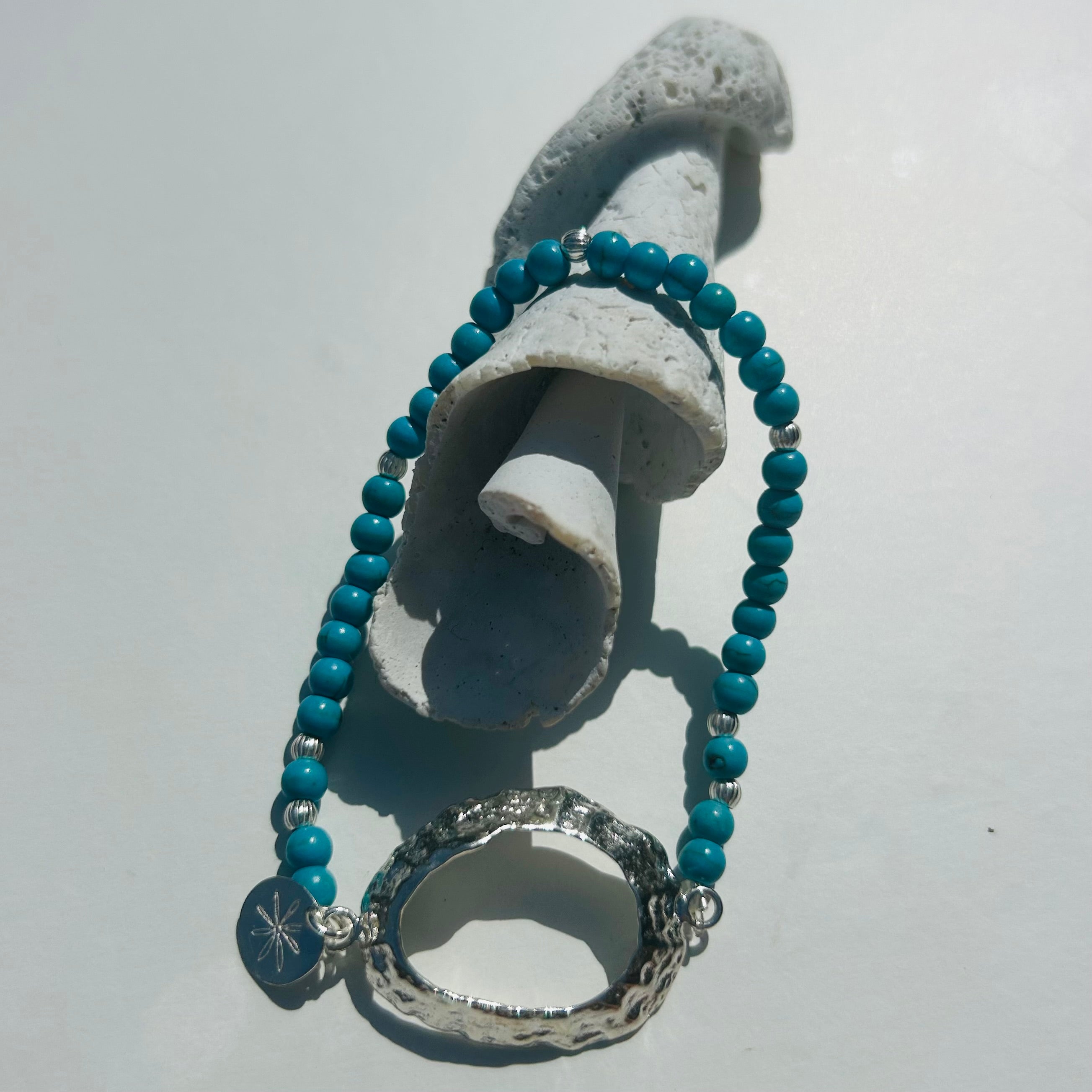 Slapton Sands Limpet Shell Gemstone Bracelet (Hematite)