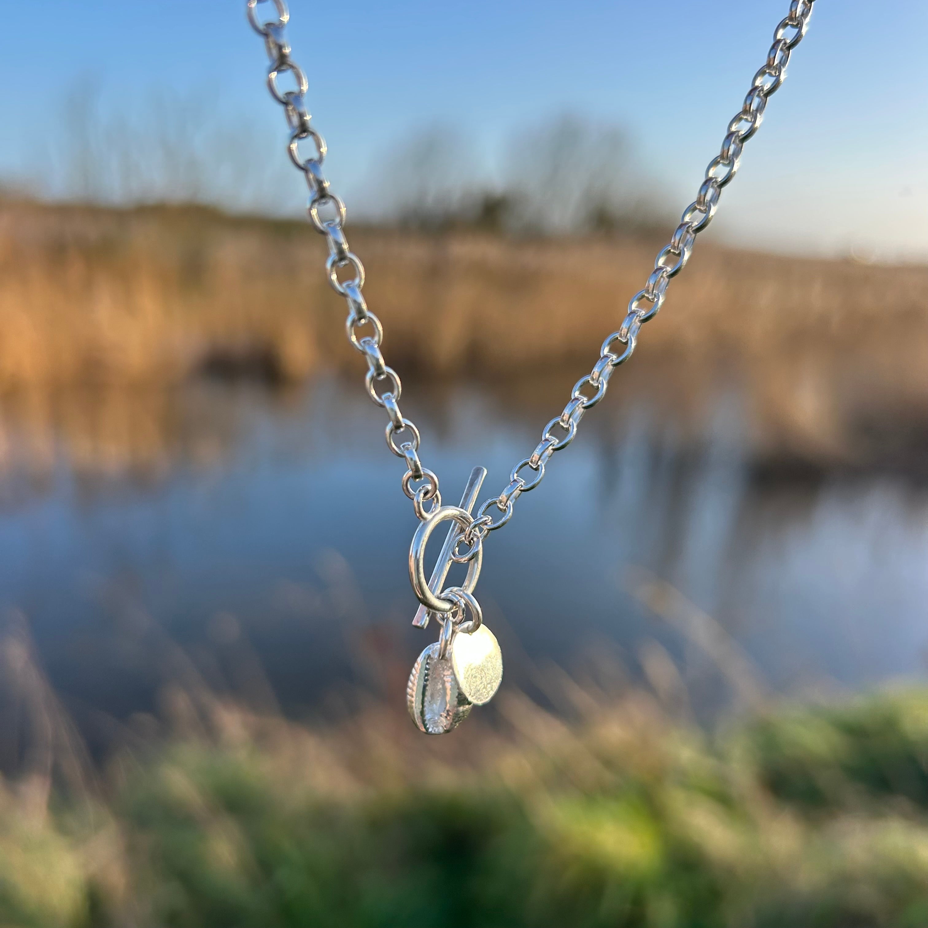 Cowrie Shell T-Bar Necklace (Chunky Chain)