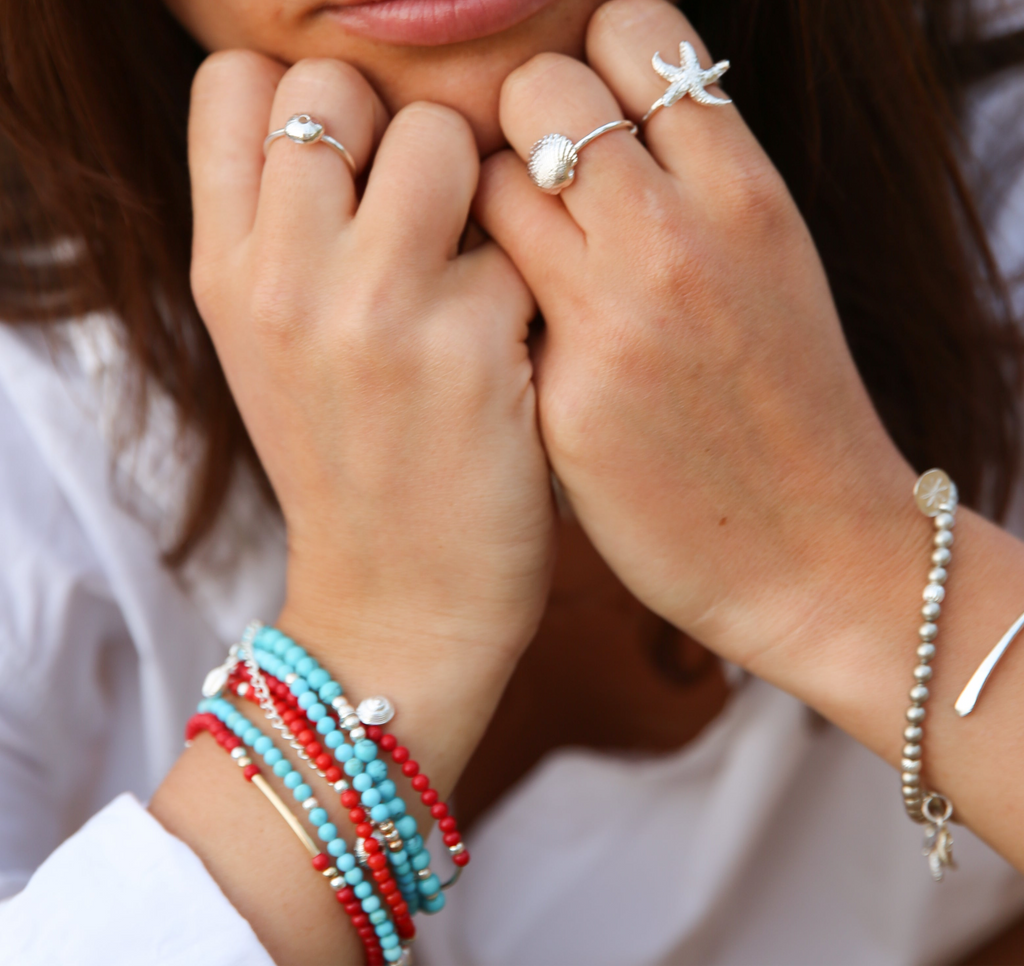 Silver bar & beads Bracelet