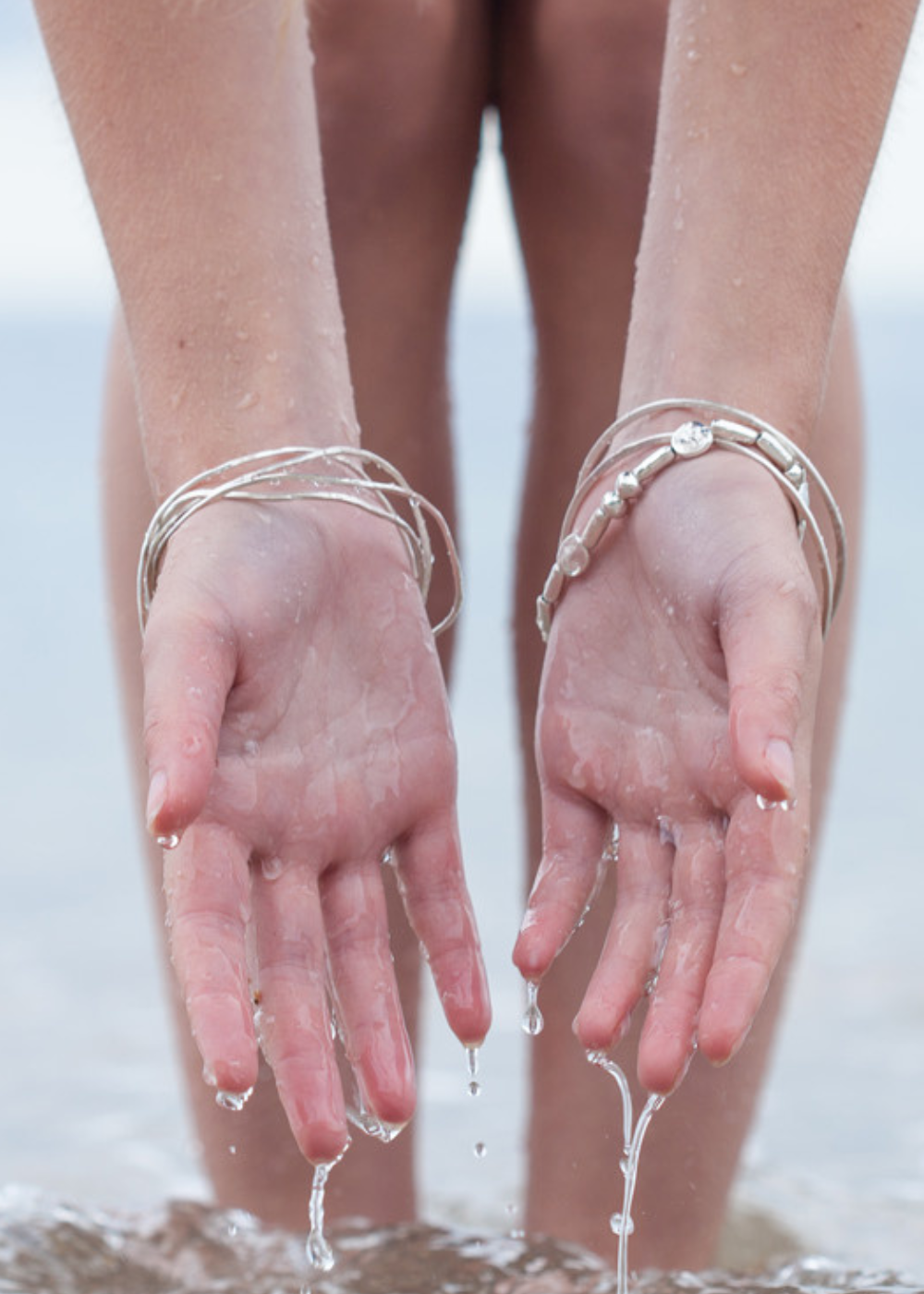 Handmade silver bangles and bracelets inspired by the sea and natural coastal textures of Slapton, Torcross and South Devon by Helen Butler Designs