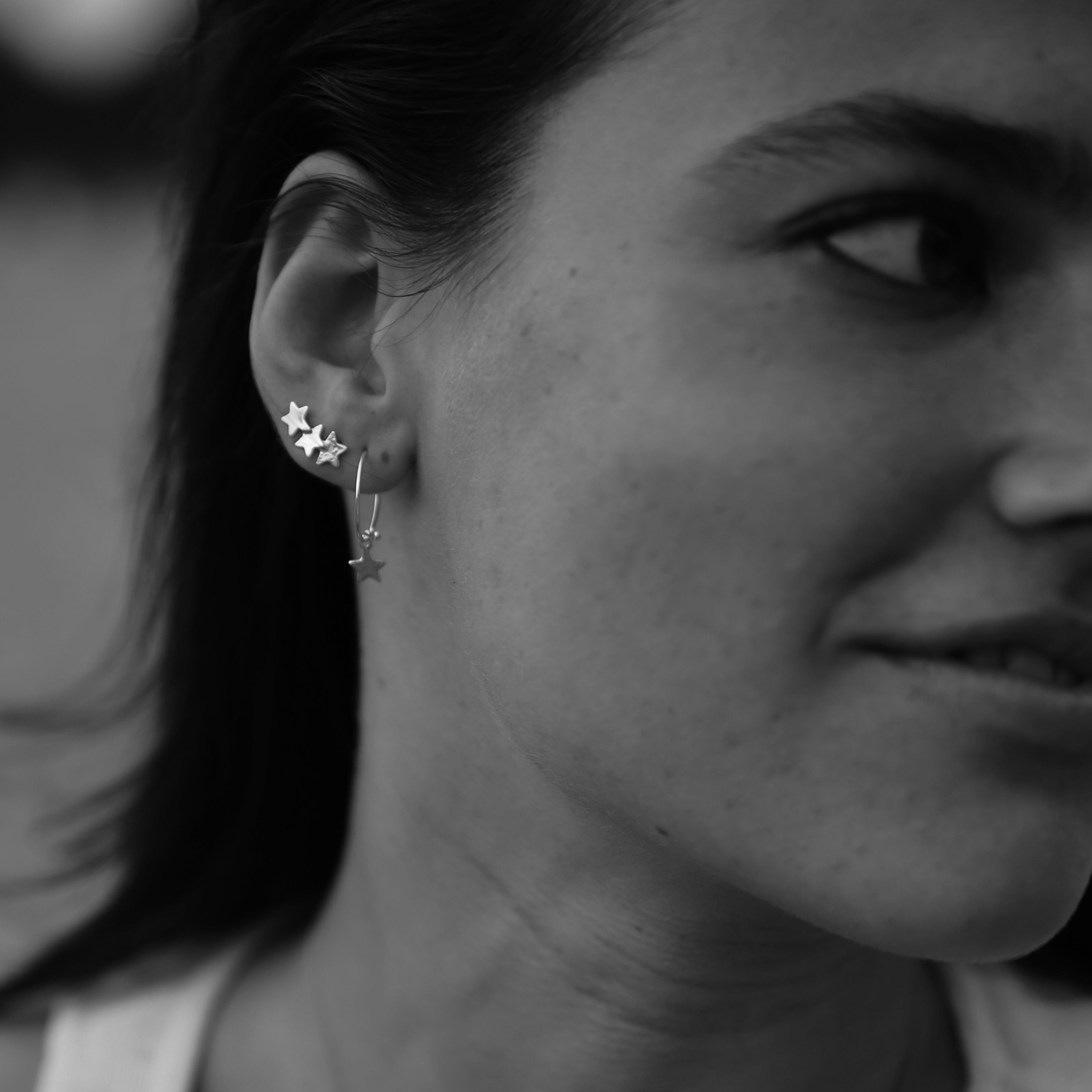 Celestial Star Hoop Earrings (Silver)