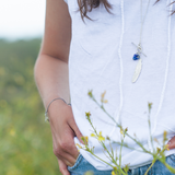 Feather & Lapis Long Necklace