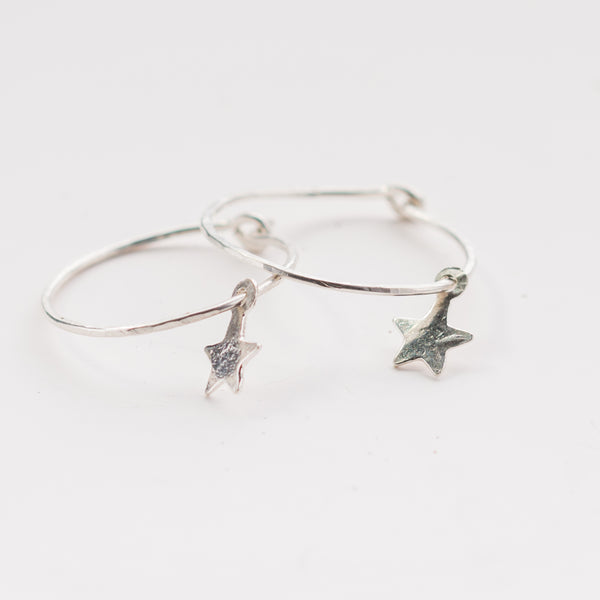 Tiny Star Skinny Hoop Earrings