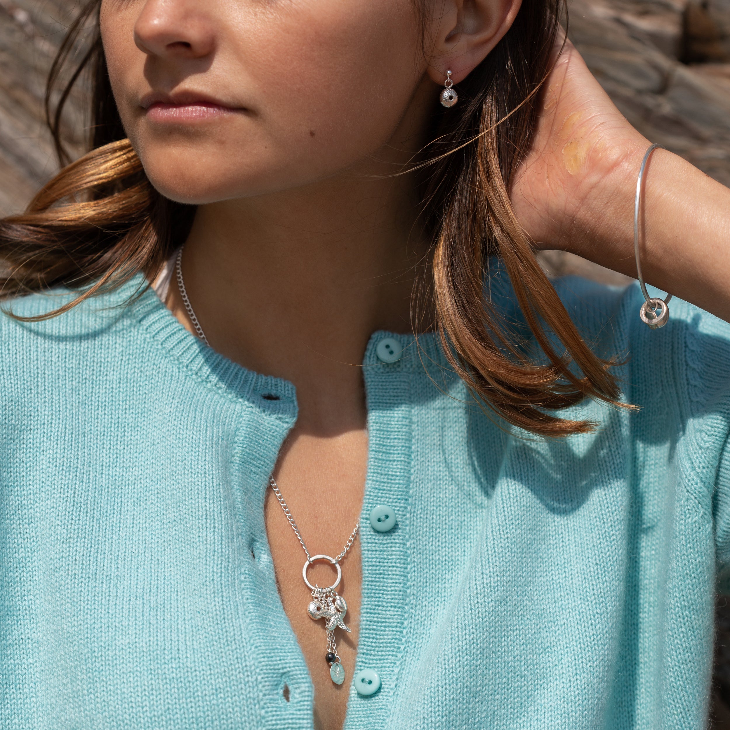 Textured Torcross Starfish & Shell Cluster Charm Necklace