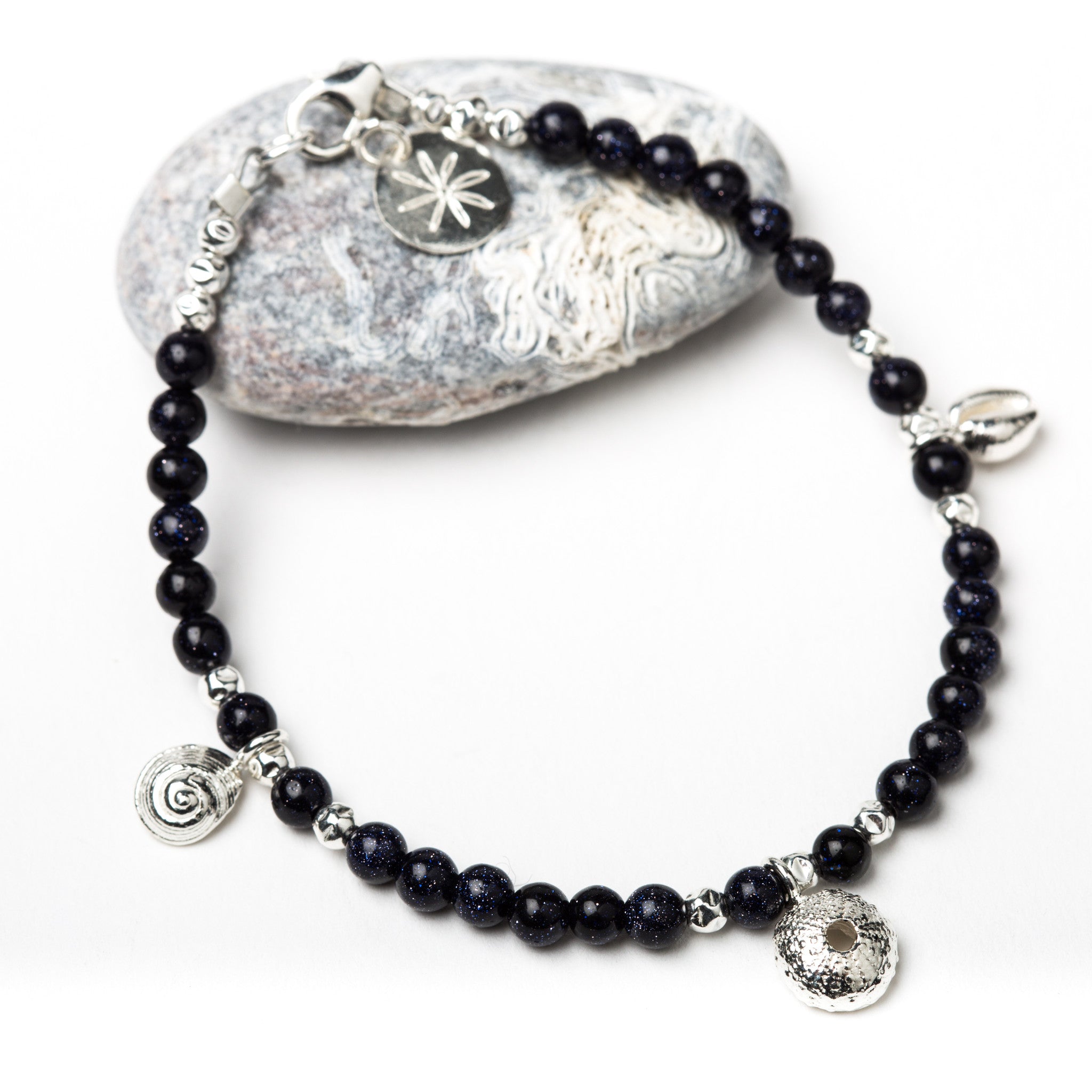 Small Salcombe Sea Shell Link Charm Bracelet (Gemstone)