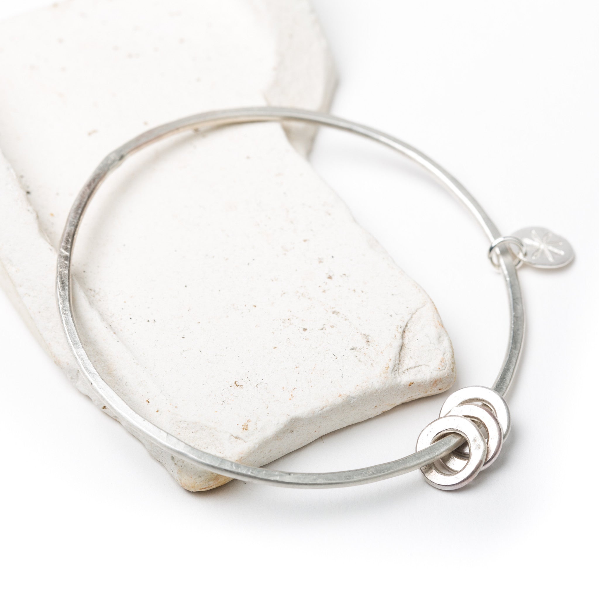 Three Circles of Unity Bangle (Hammered Silver)