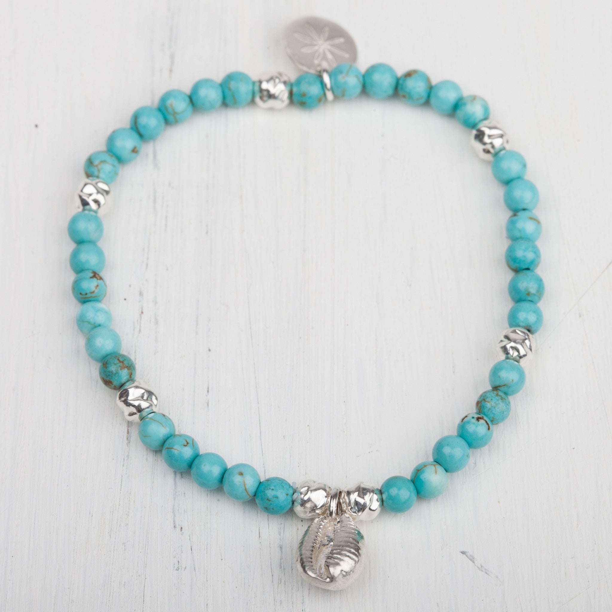 Cowrie Shell Beaded Bracelet (Semi-Precious Stones)