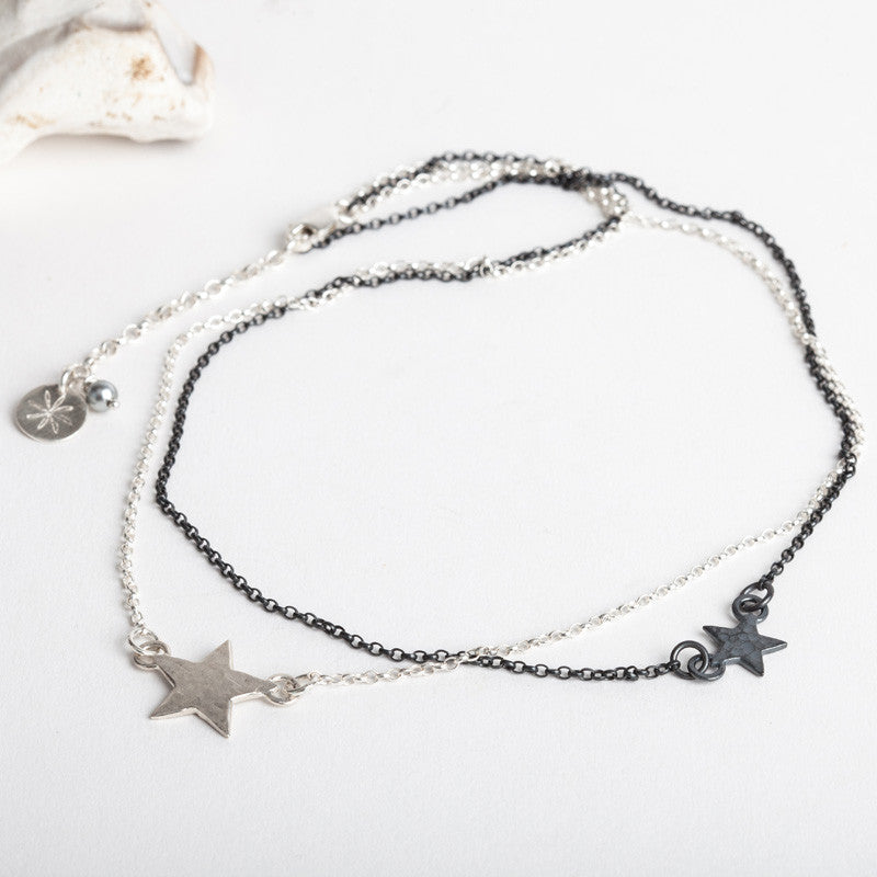 Shooting Star Layered Link Necklaces (Silver Chain)