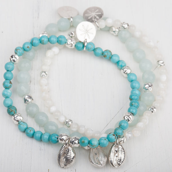 Cowrie on Semi Precious Stones Bracelet
