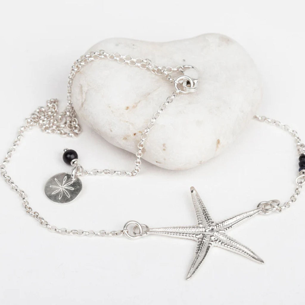silver jewellery torcross beach starfish collection by Helen Butler Designs inspired by Devon coast and nature