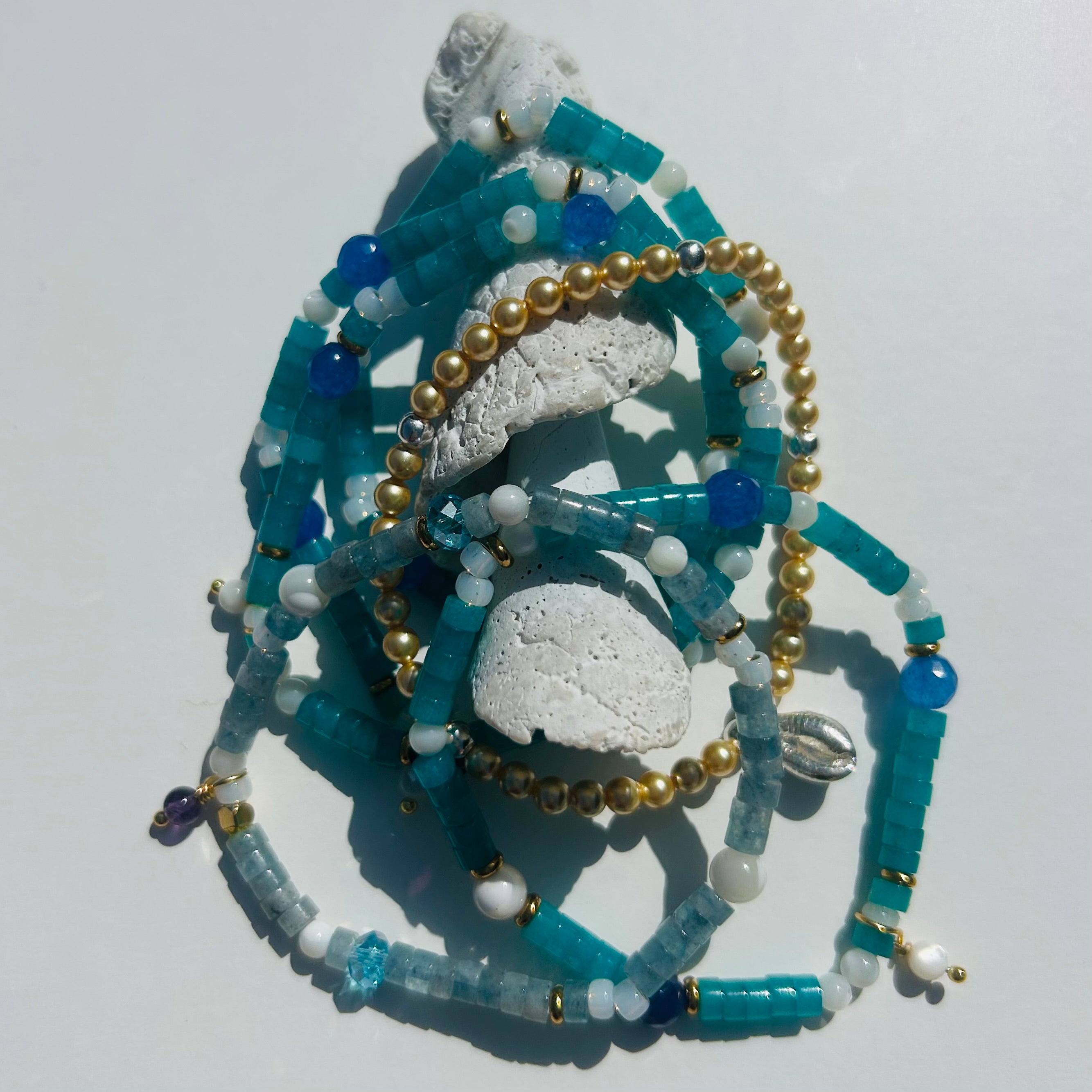 Sea Glass inspired Semi Precious Gemstone Bracelets