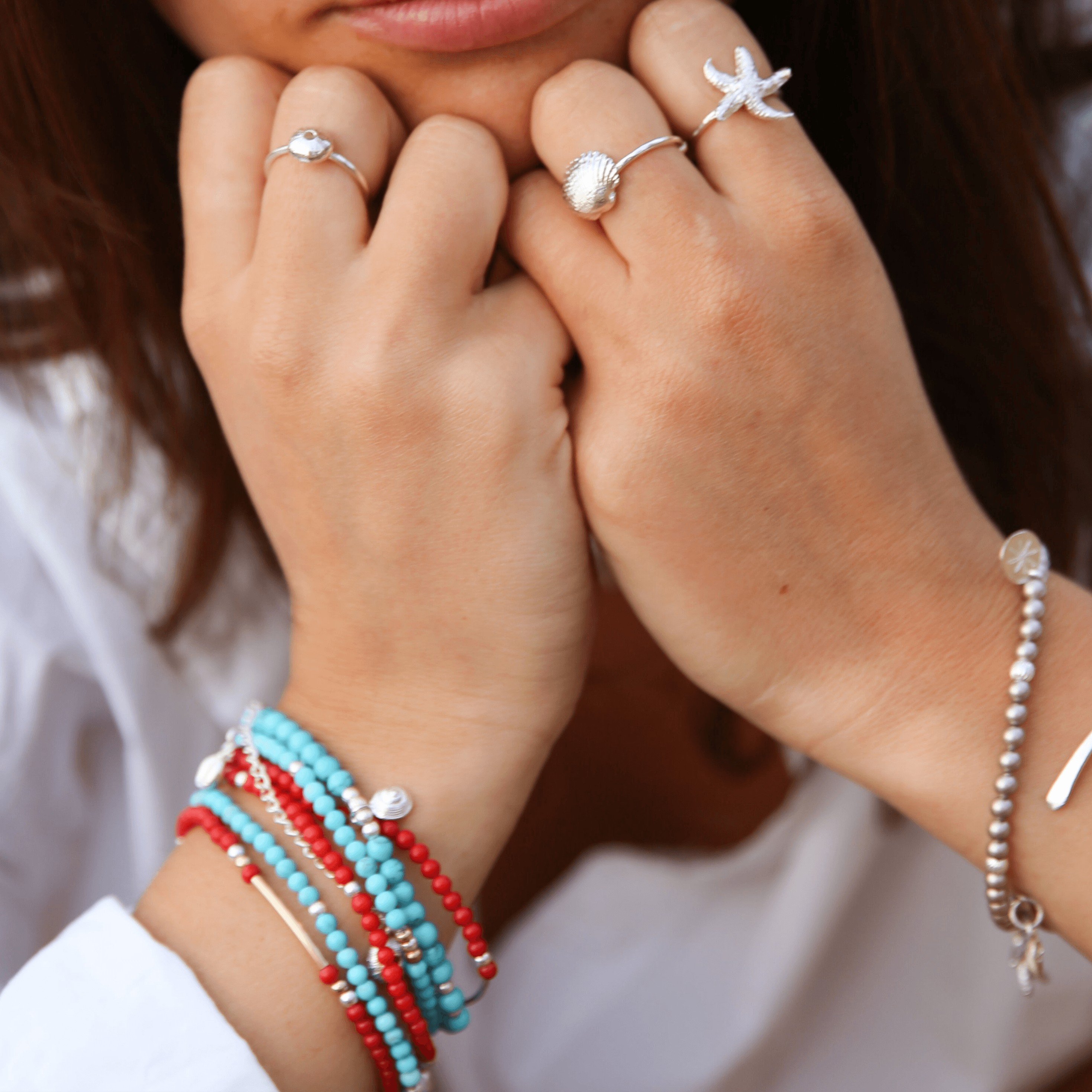 Silver Bar & Beads Bracelet