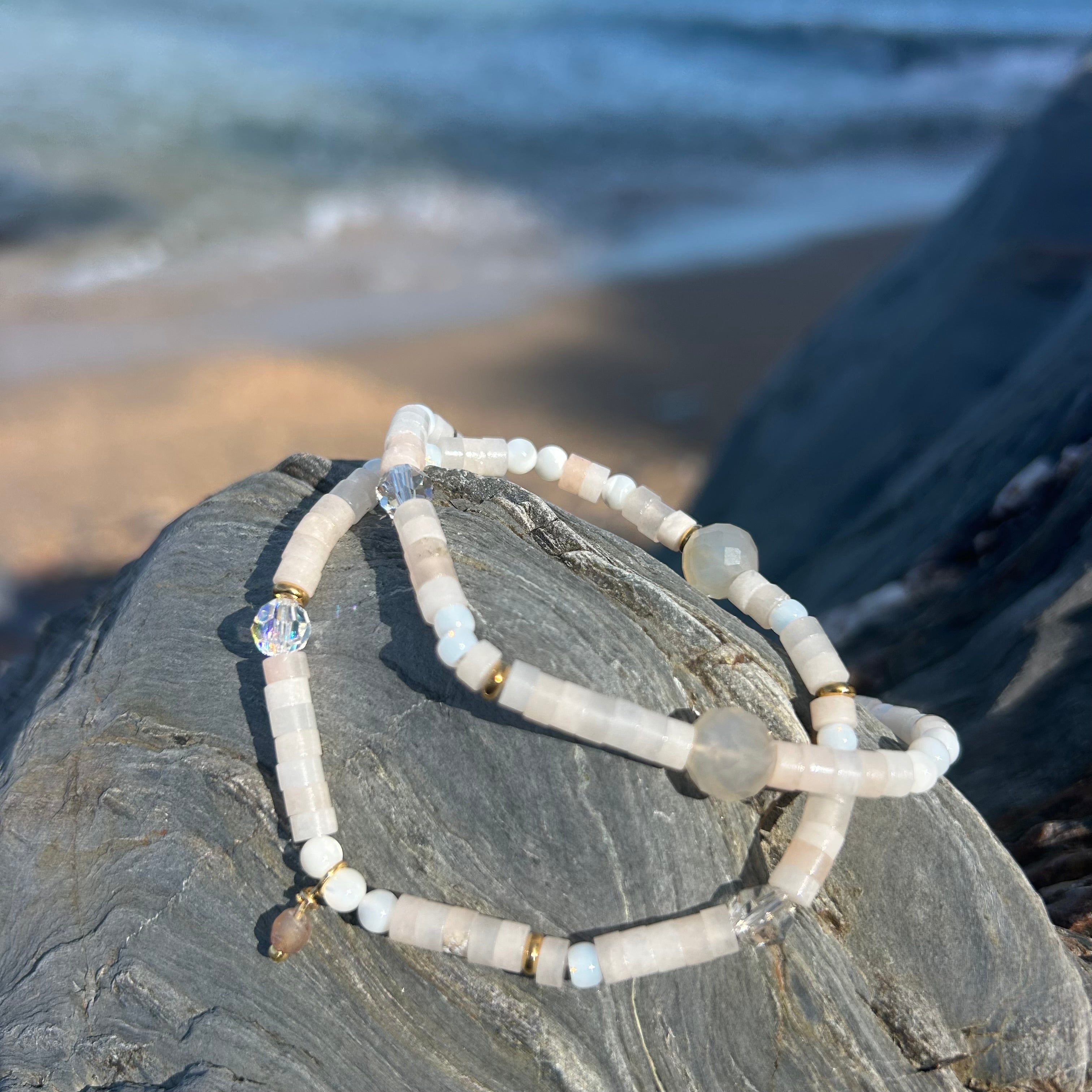 Sea Glass inspired Semi Precious Gemstone Bracelets