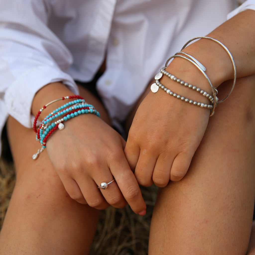 Silver Bar & Beads Bracelet