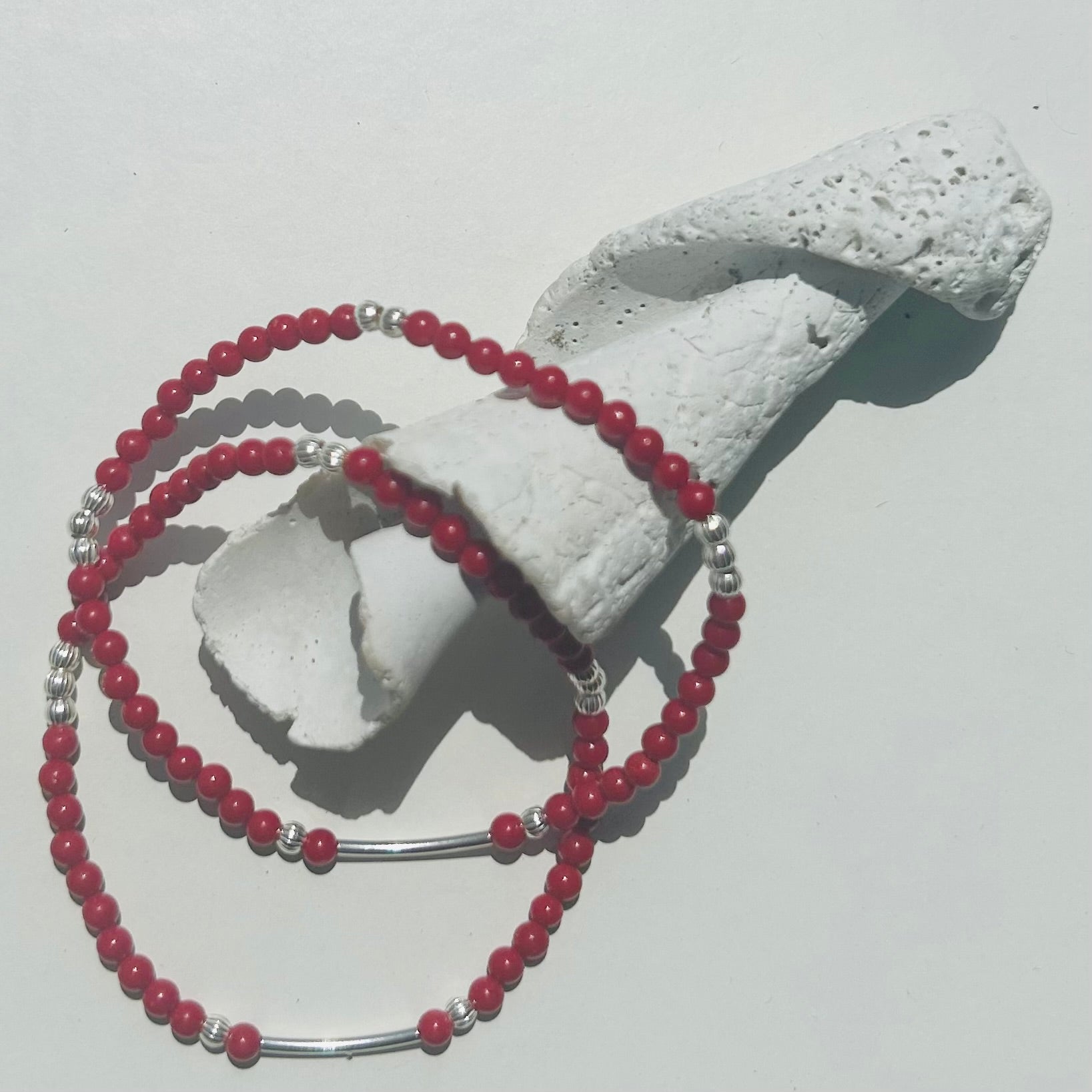 Silver Bar & Beads Bracelet