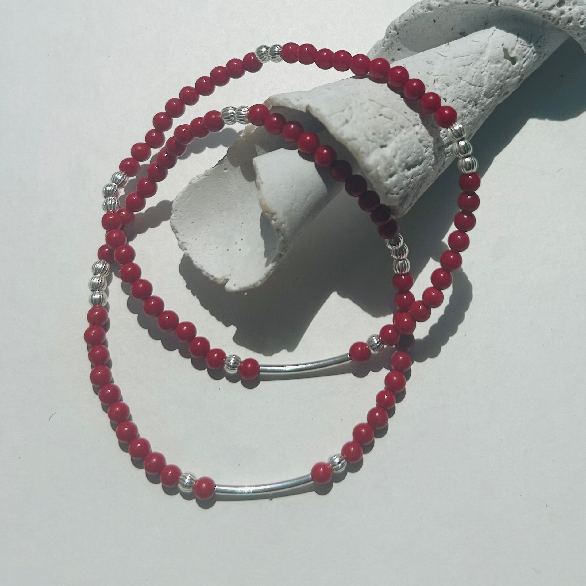 Silver Bar & Beads Bracelet