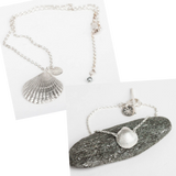 Bantham scallop shell silver necklace and bracelet jewellery set by Helen Butler Designs