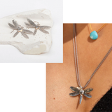 Dragonfly heart silver necklace and earrings jewellery set by Helen Butler Designs
