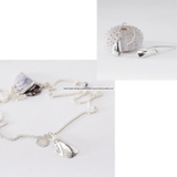 Mattiscombe mussel shell silver necklace and earrings jewellery set by Helen Butler Designs
