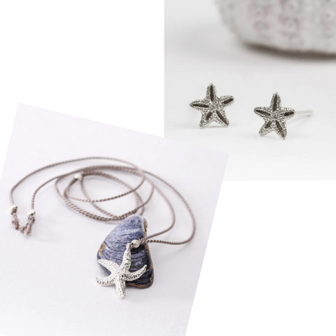 Textured Torcross Starfish Necklace & Earrings Set