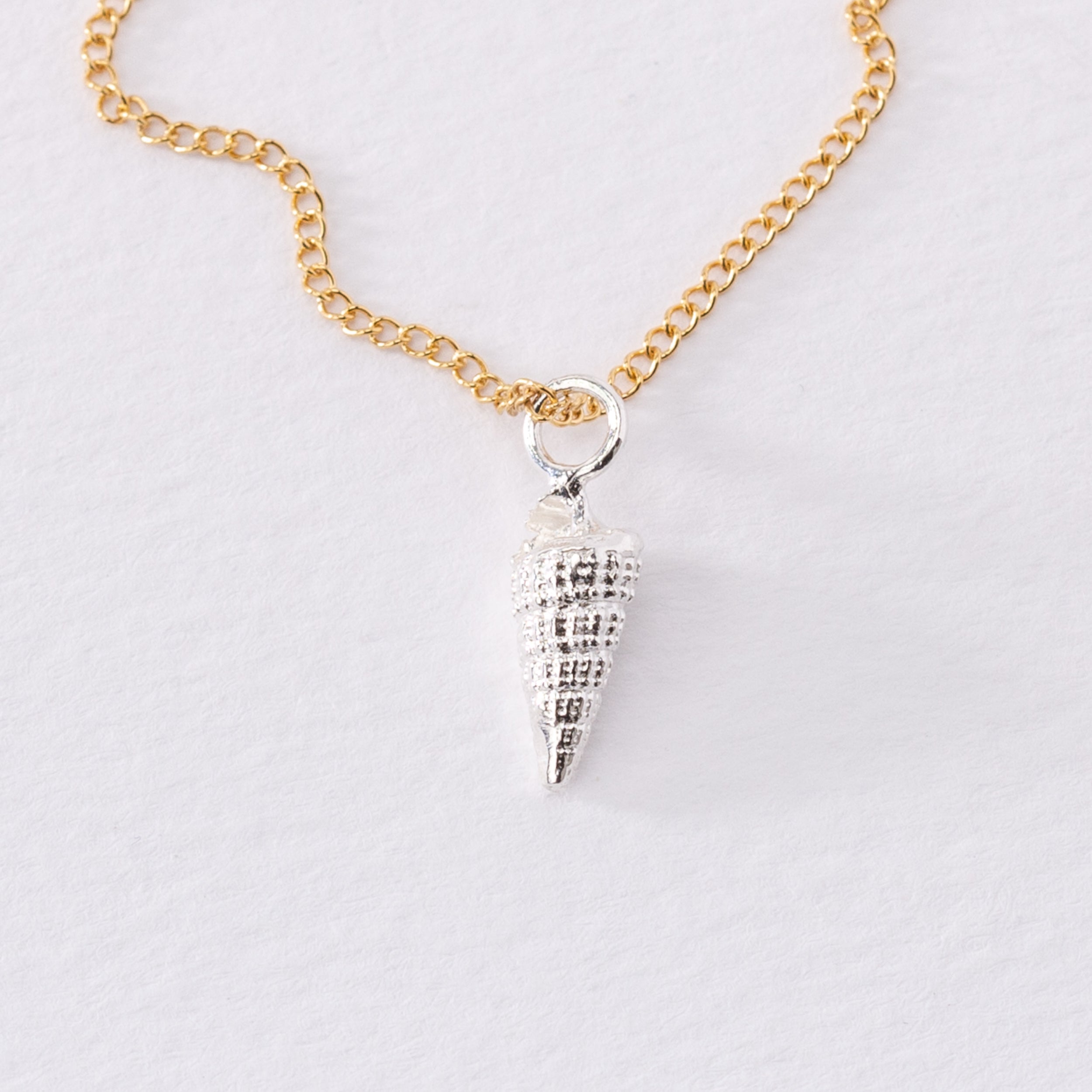 Salcombe Estuary Spiral Snail Shell Pendant Necklace (Silver or Gold Chain)