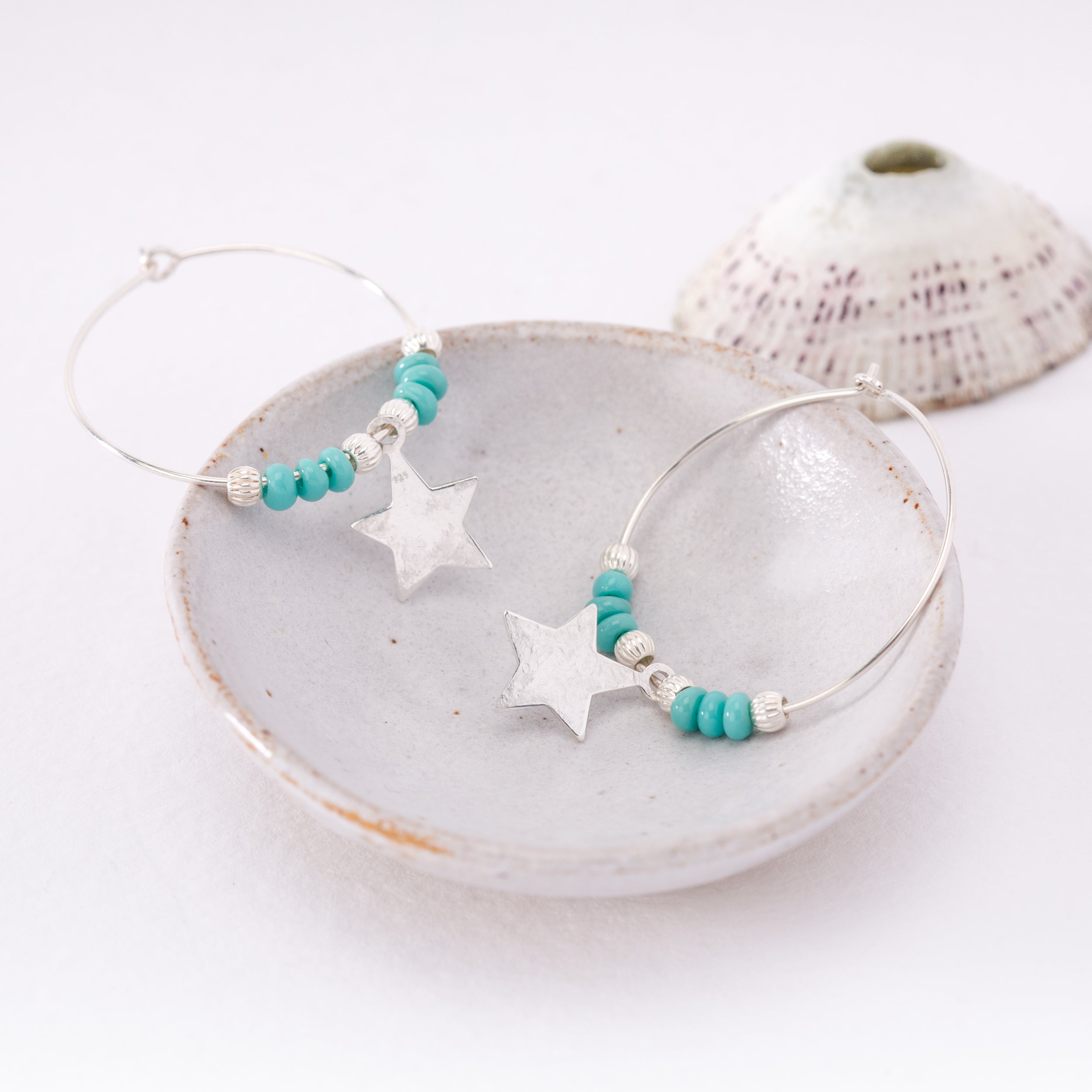 Celestial Star Hoop Earrings (Semi-Precious Gemstones)