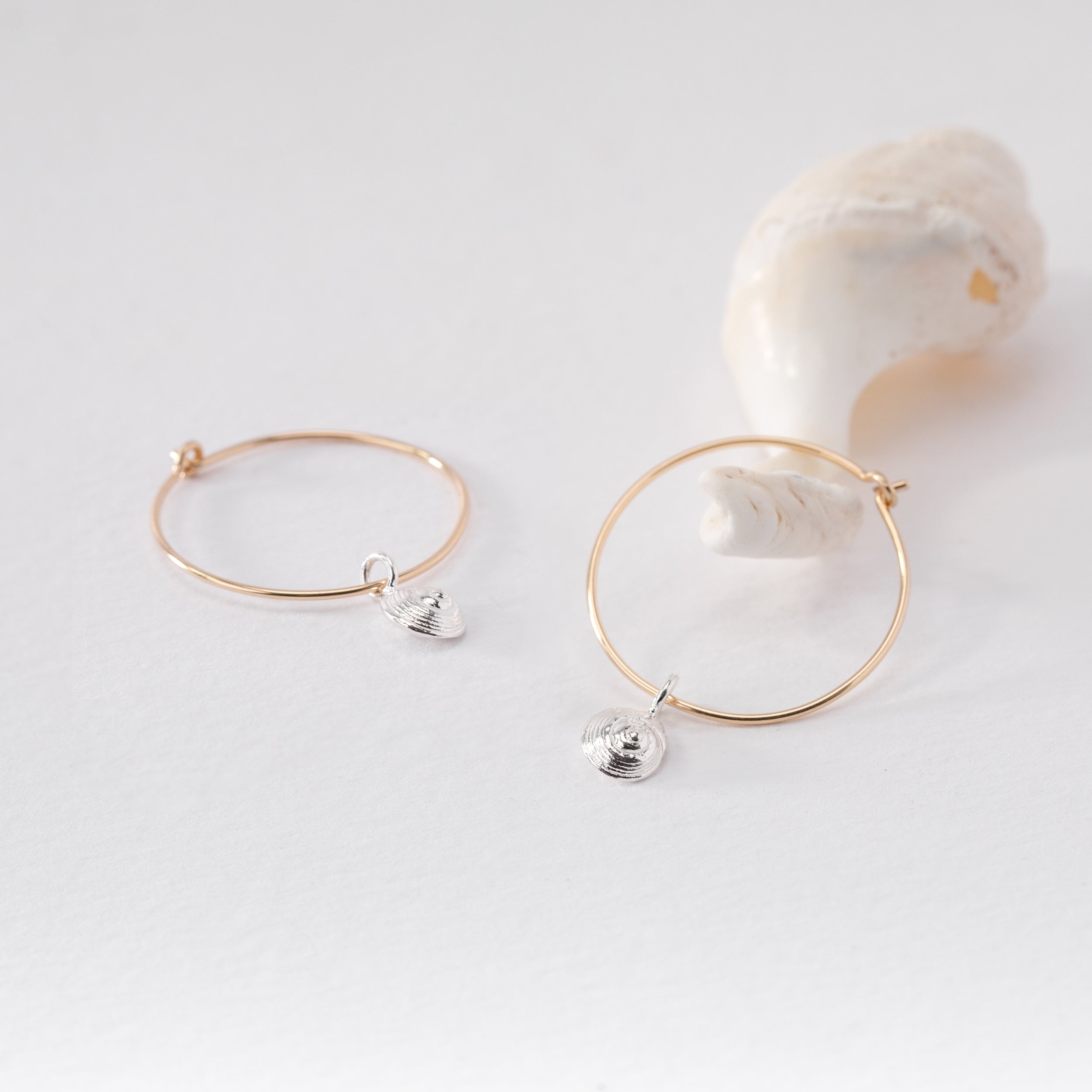 Small Salcombe Sea Shell Hoop Earrings (Gold)