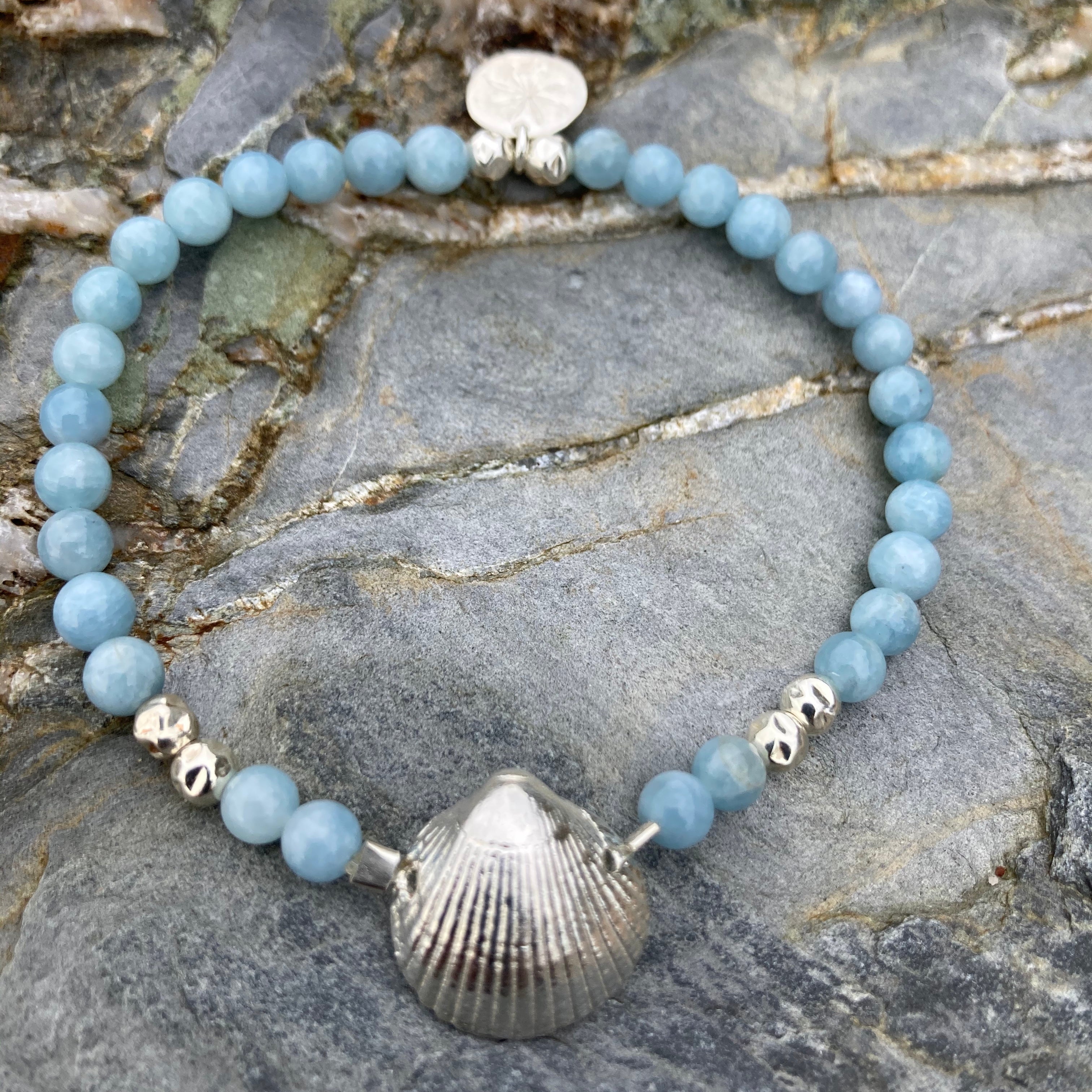 Bantham Scallop Shell Beaded Bracelet (Semi-Precious Stones)