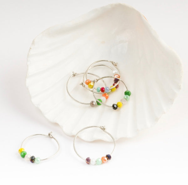 Hoop Rainbow Bead Earrings