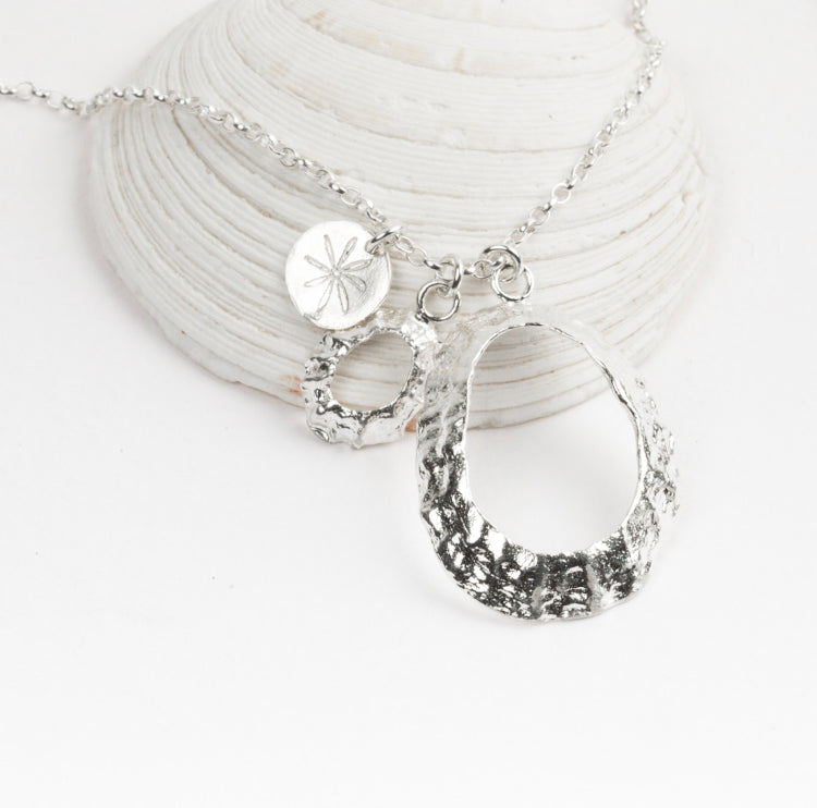 Slapton Sands Limpet Shell Cluster Pendant Necklace (Silver Chain)