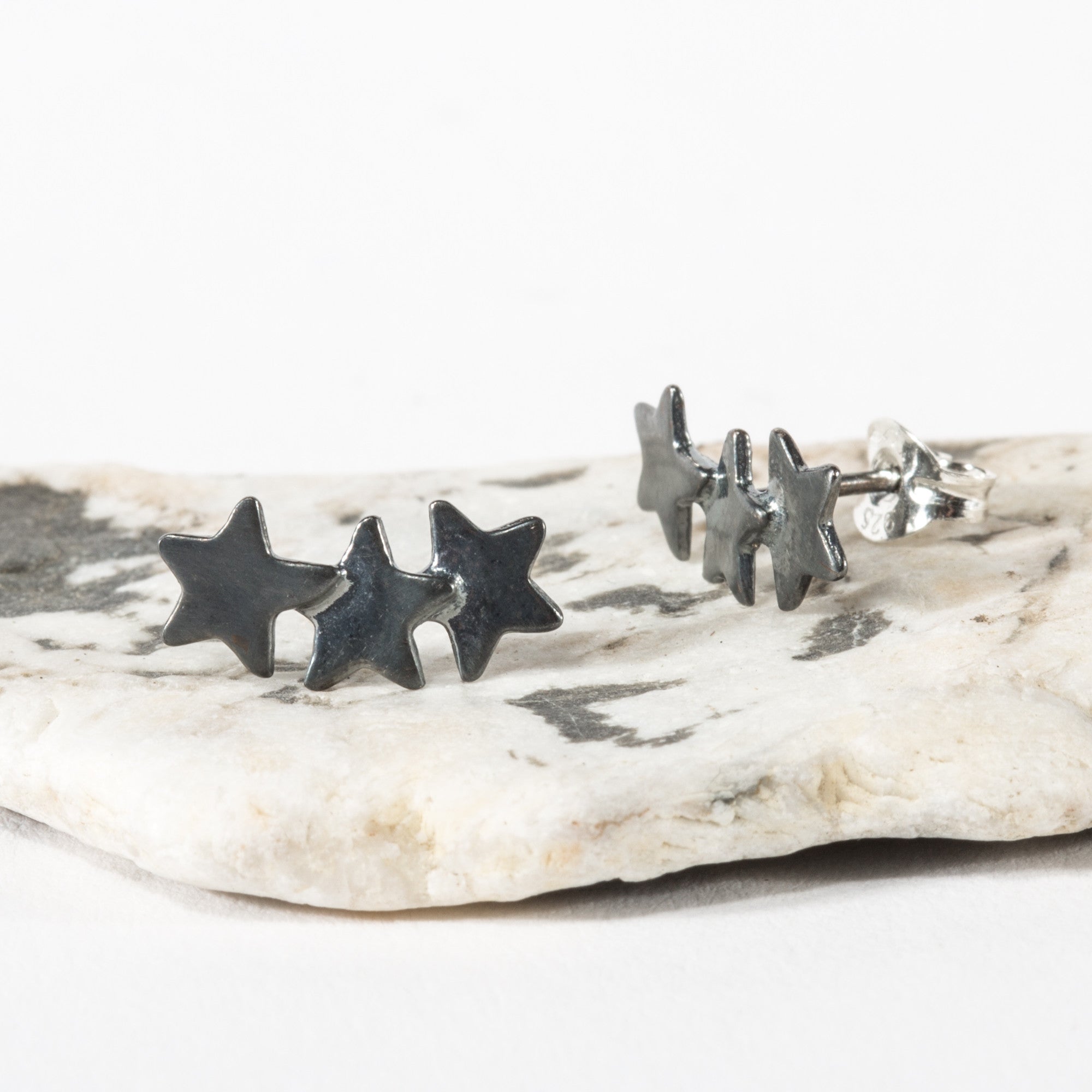 Triple Celestial Star Stud Earrings