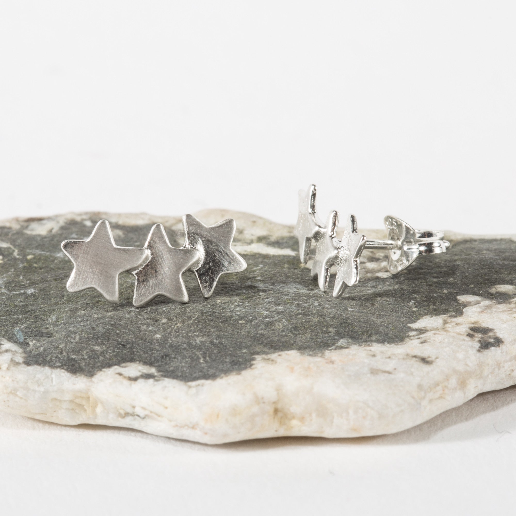 Triple Celestial Star Stud Earrings