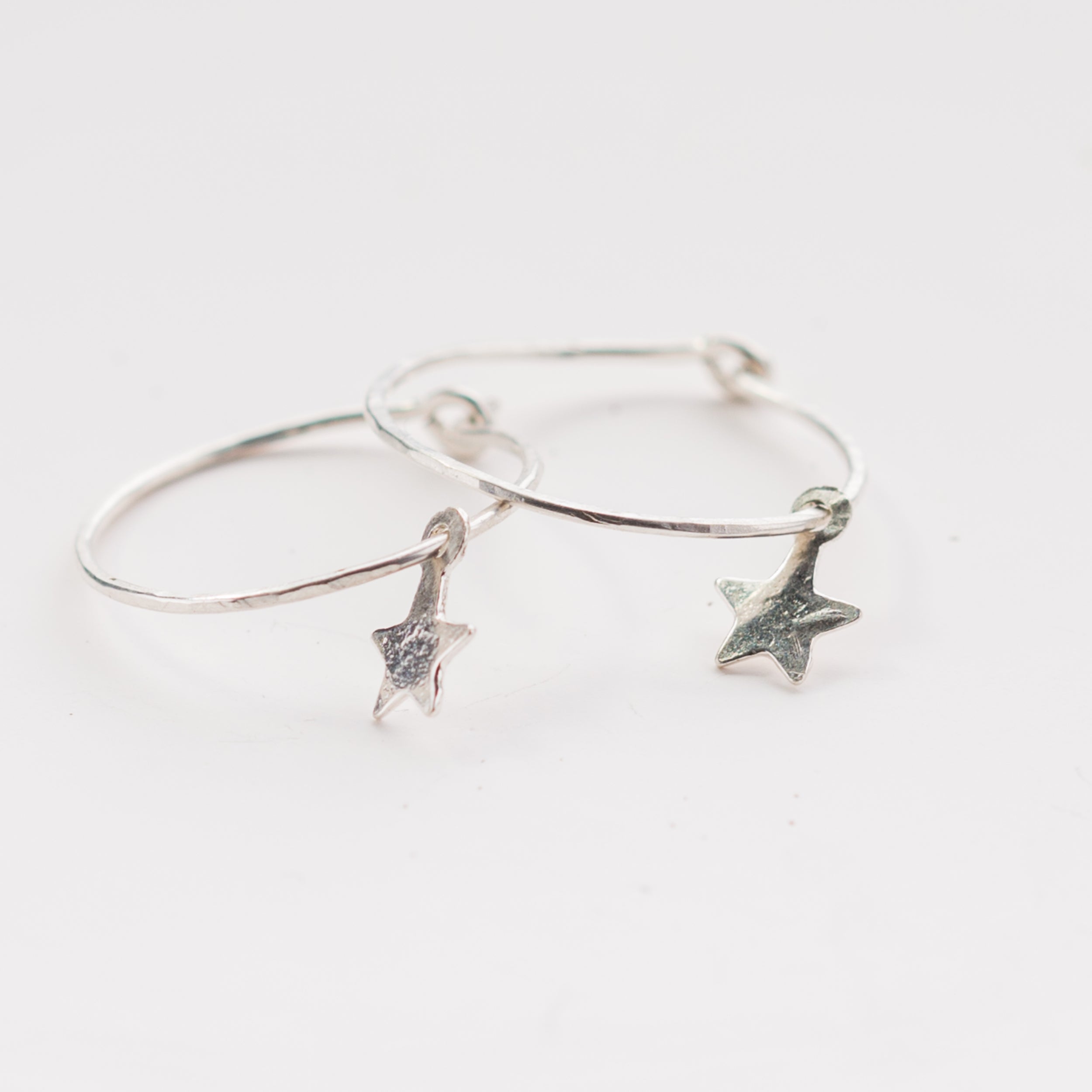 Celestial Star Hoop Earrings (Silver)