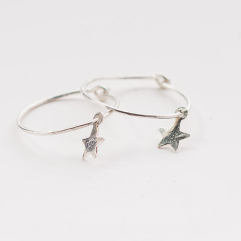 Tiny Star Skinny Hoop Earrings