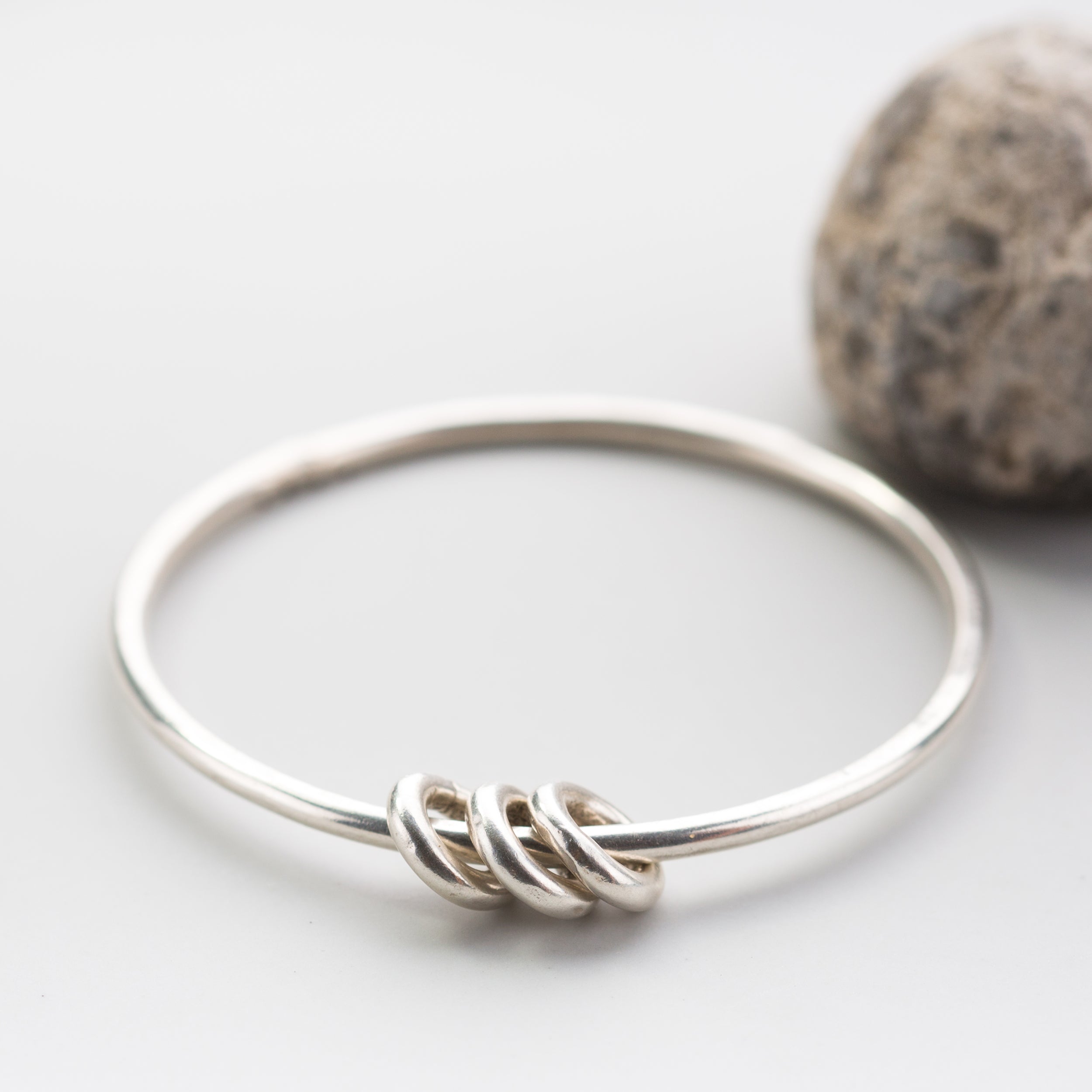Three Circles of Unity Bangle (Chunky Hammered Silver)