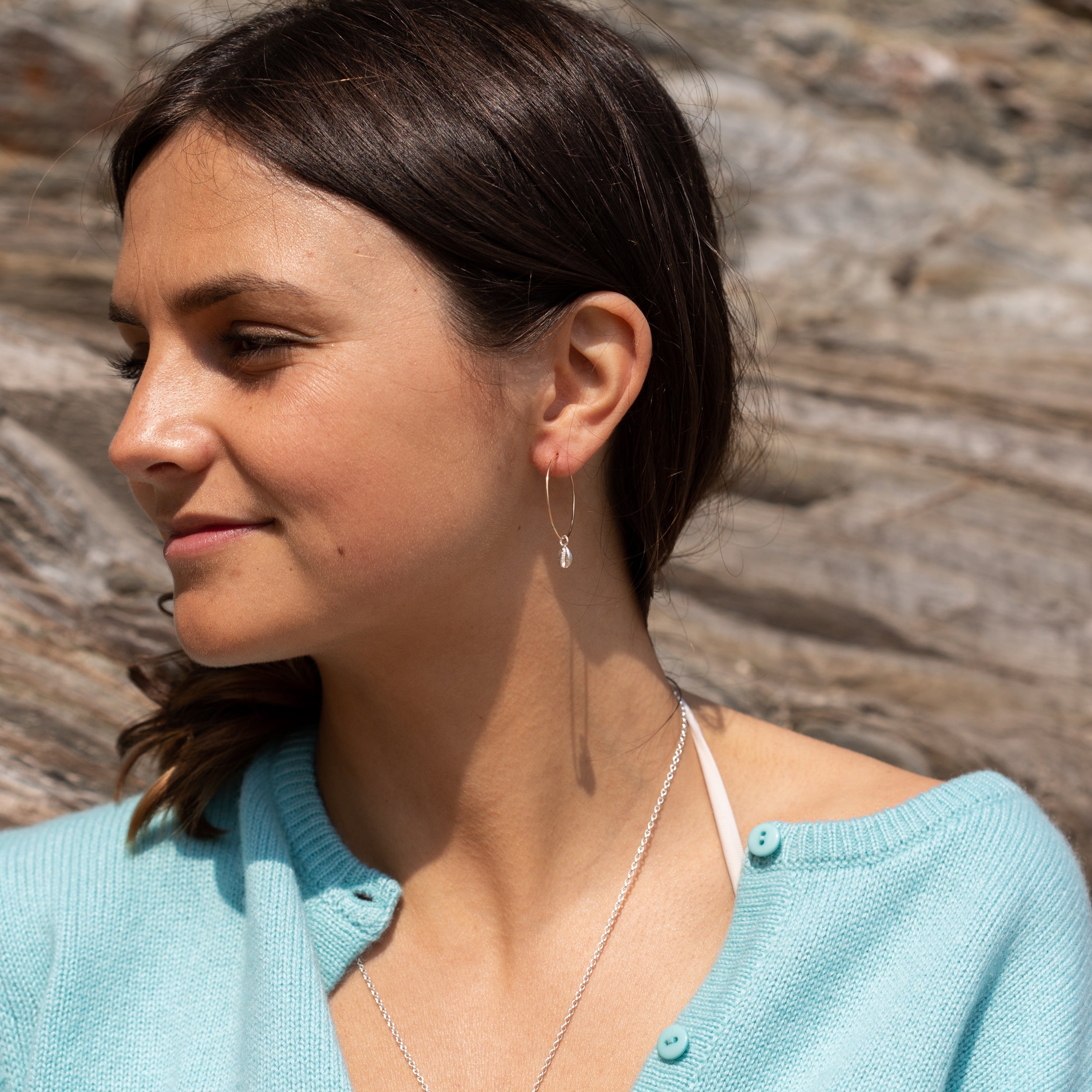 Small Salcombe Sea Shell Hoop Earrings (Gold)