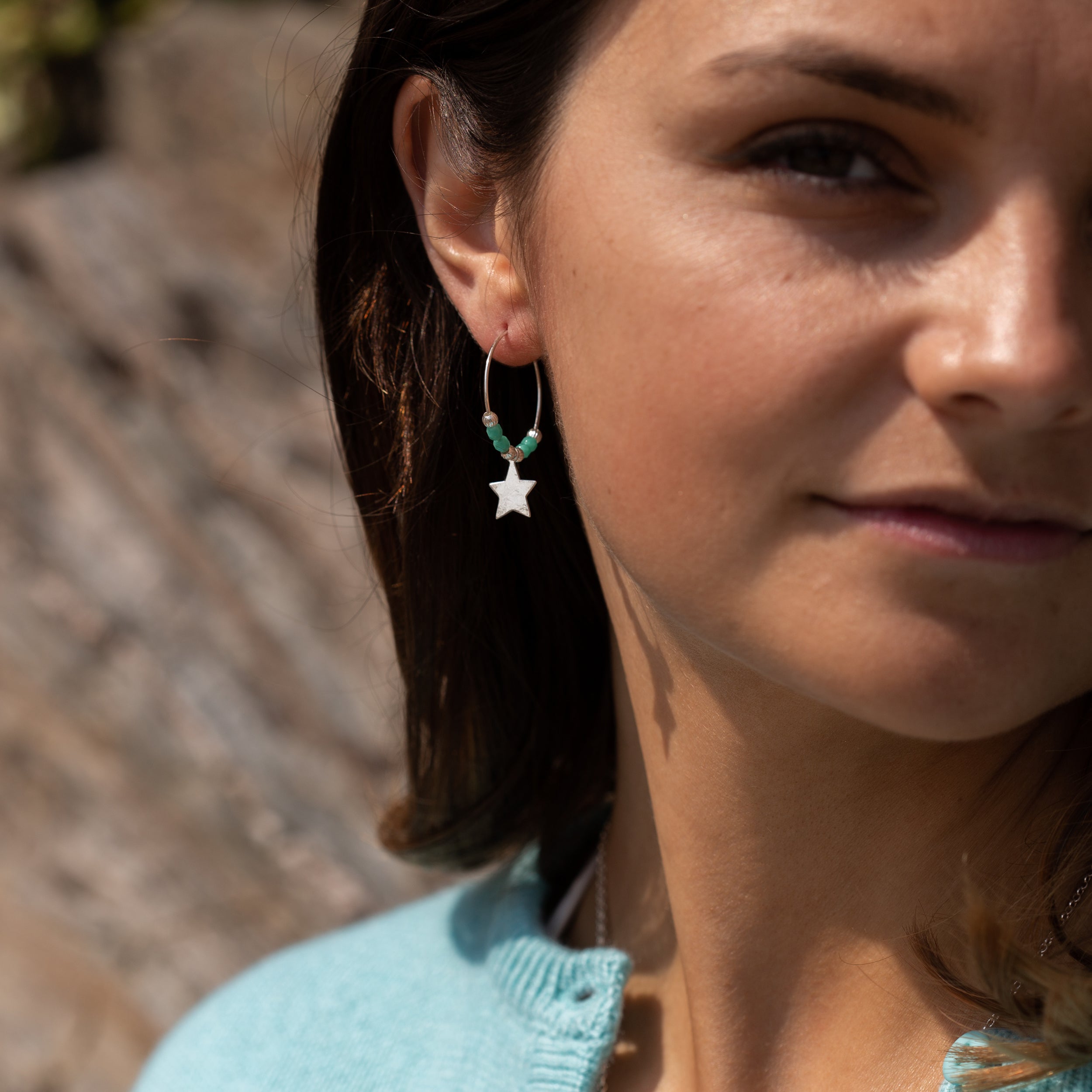 Celestial Star Hoop Earrings (Semi-Precious Gemstones)