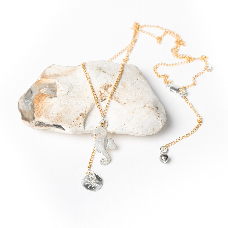 Silver Seahorse Pendant Necklace (Fine Chain)