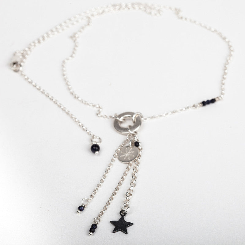 Shooting Star Cluster Necklace (Silver Chain)