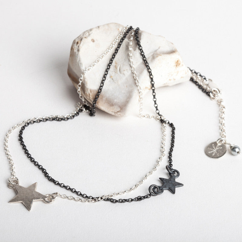 Shooting Star Layered Link Necklaces (Silver Chain)