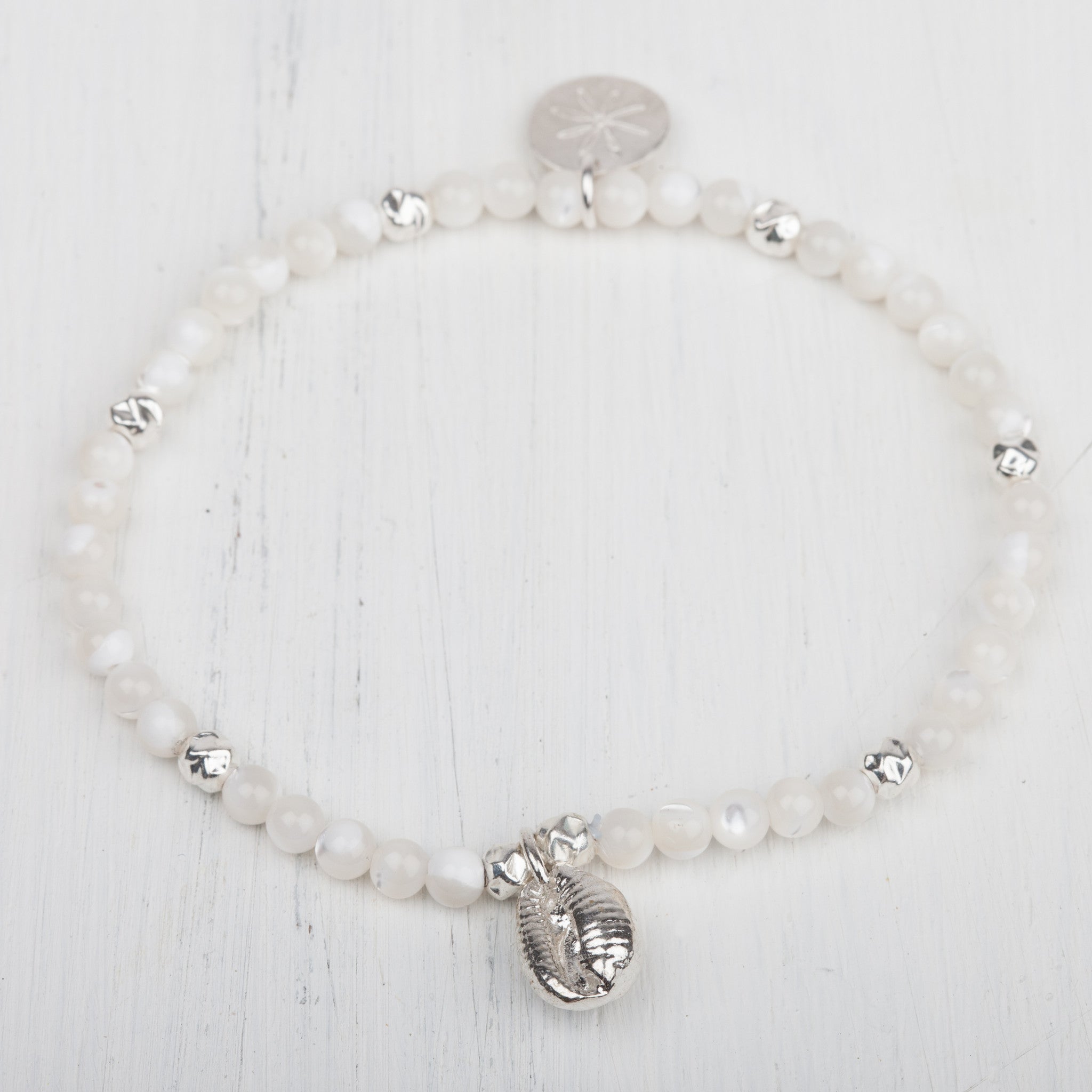 Cowrie Shell Beaded Bracelet (Semi-Precious Stones)