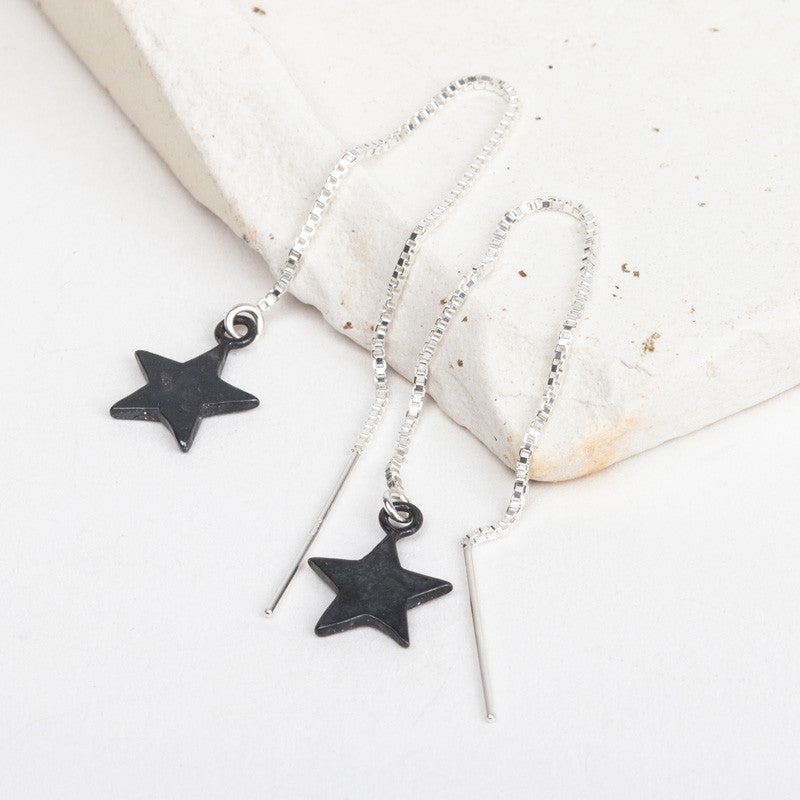 Shooting Star Drop Earrings (Silver String)