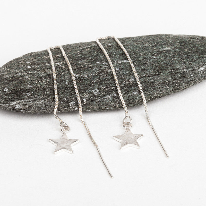 Shooting Star Drop Earrings (Silver String)