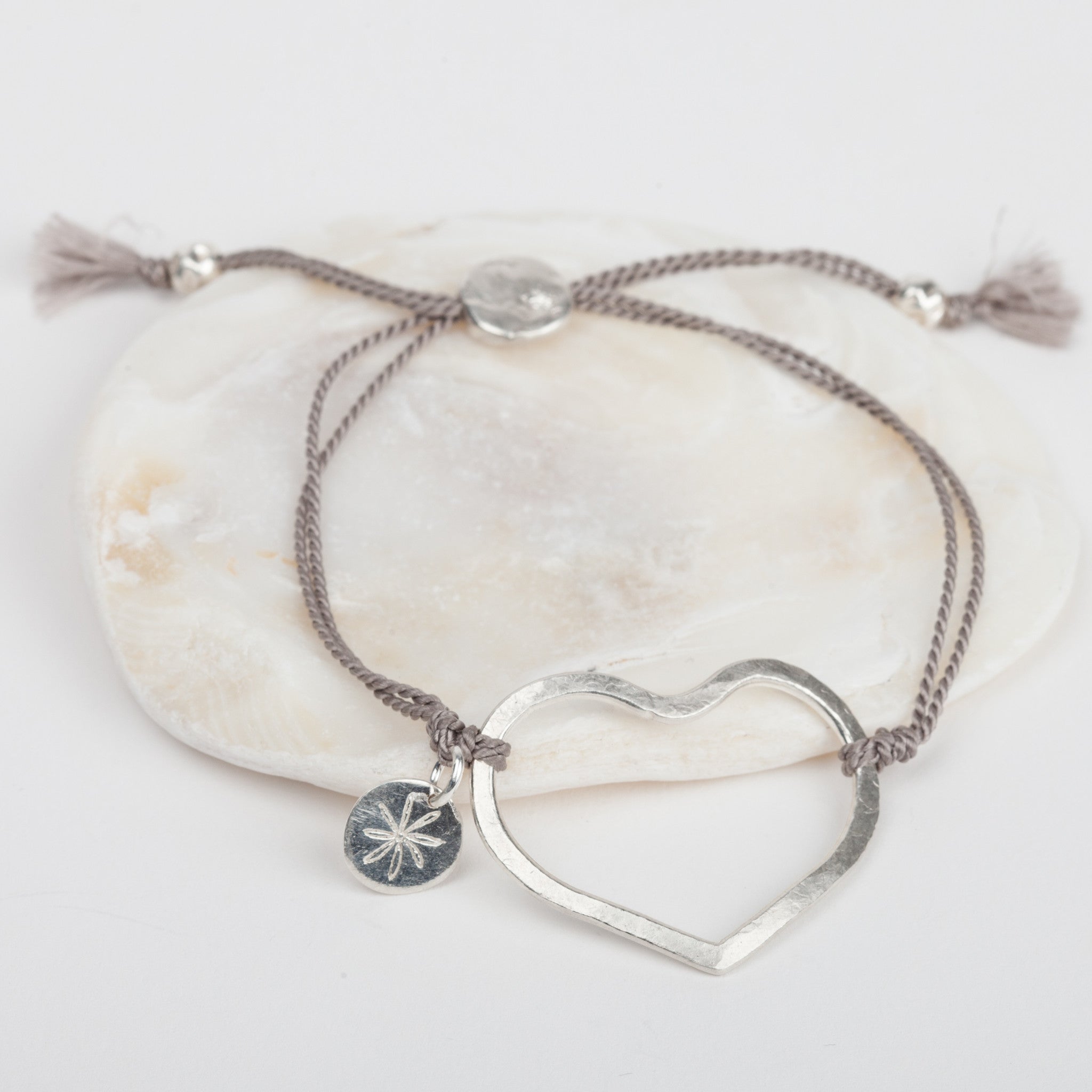 Open Heart Silhouette Bracelet (Silk Cord)