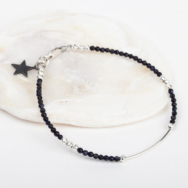 Fine Faceted Bar Bracelet & Star Charm