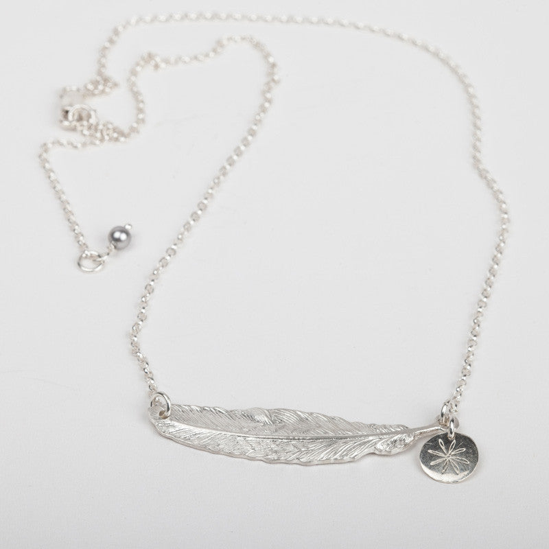 South Hams Silver Feather Necklace & Bracelet Set